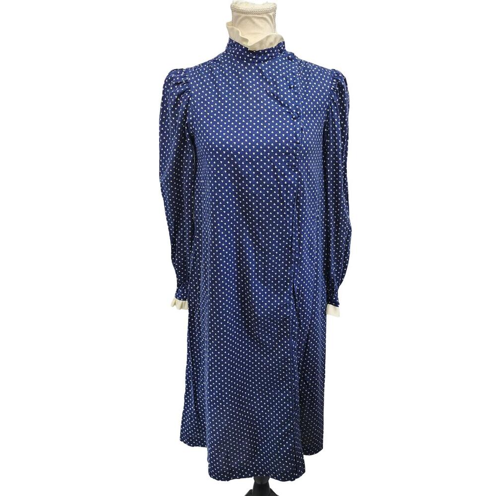 B'egat By Pacesetters. Vintage, Long Sleeve, Navy Blue Midi Dress. Size: 6